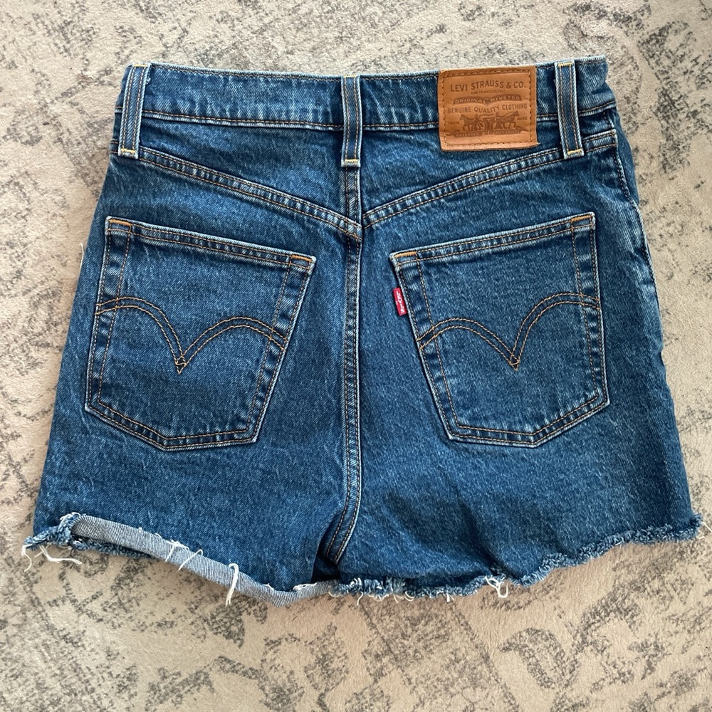Levi's Blue Jean Shorts with Frayed Hem